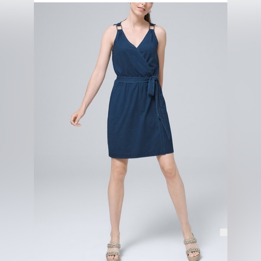 White House Black White Market Wrap Mini Dress 2 Indigo Stainless Hardware